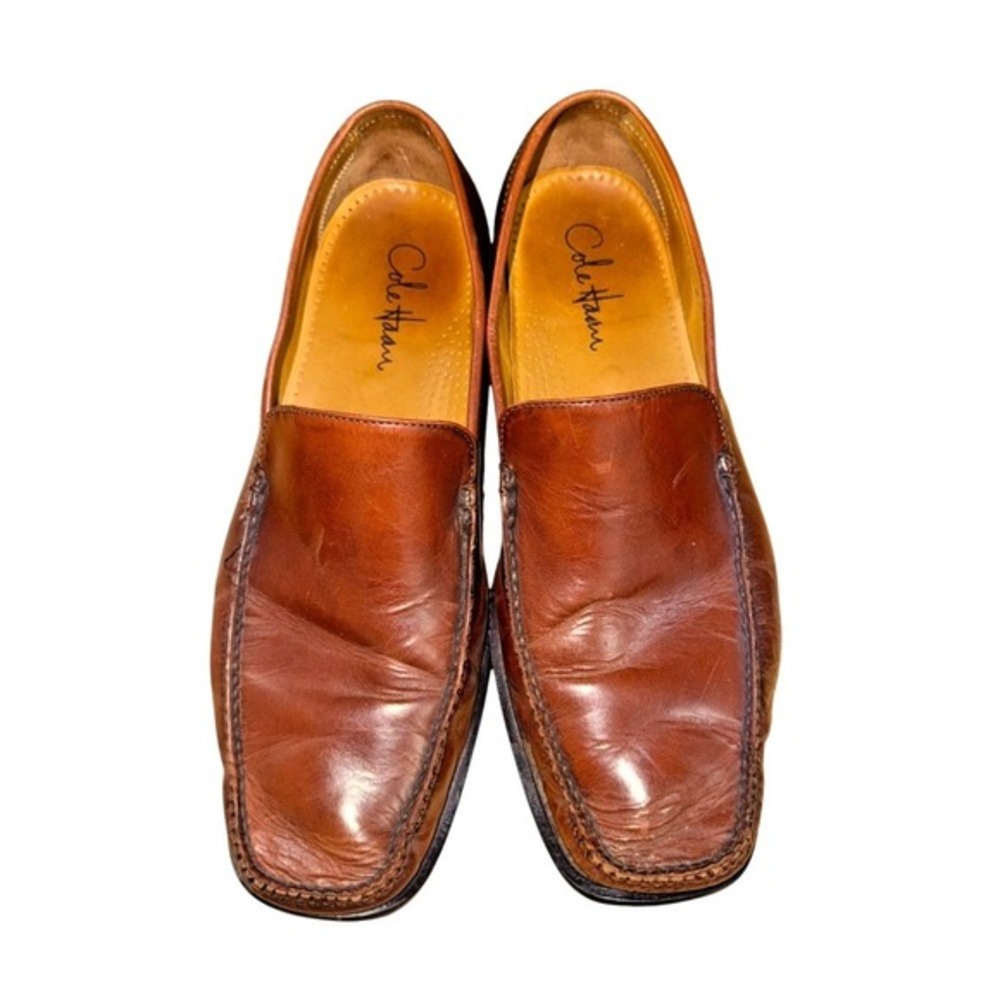 Cole Haan Loafers Mens 10.5M Pre-Owned Venetian Tan Leather Square MocToe C05195